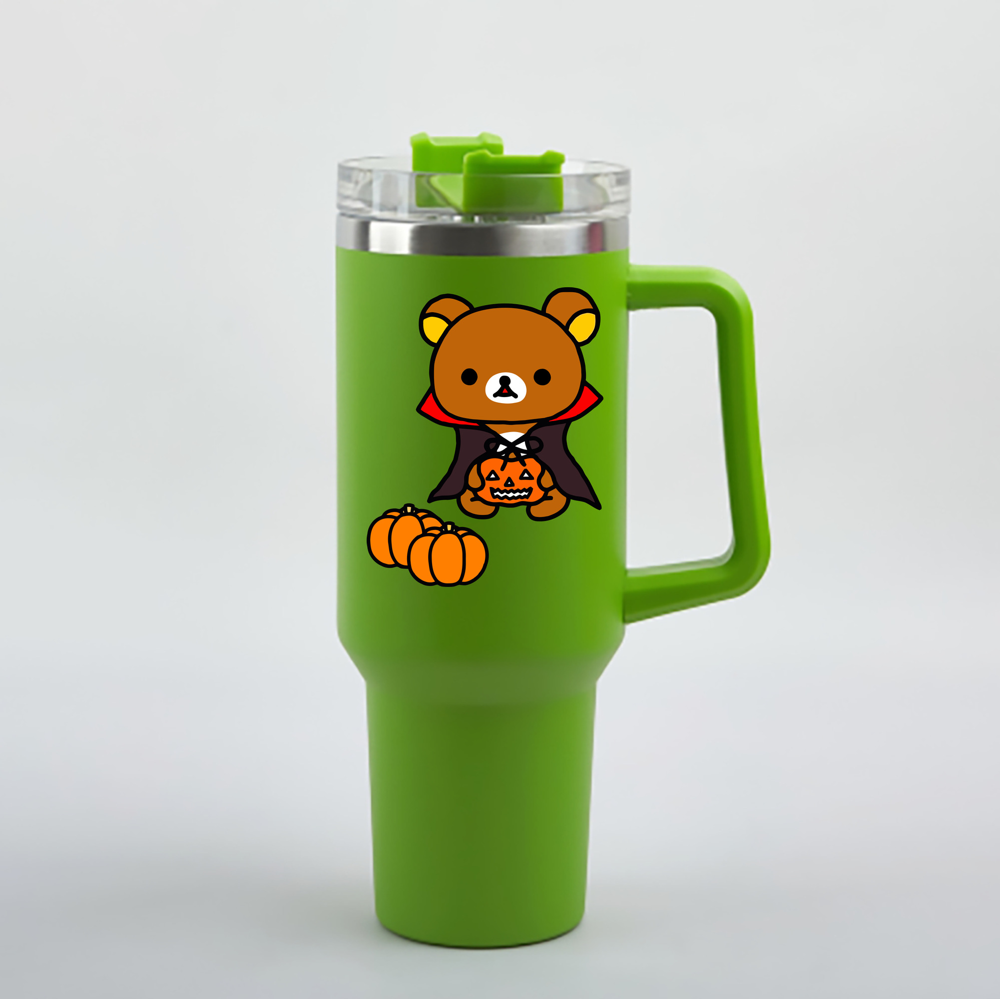 （画像用） リラックマ リラックマ キイロイトリ Rilakkuma Korilakkuma Kiiroitori 1200mL車用タンブラー - クリスタルステッカー（プラスチックストロー付き）